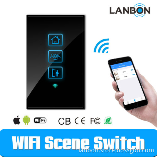 AU/US standard smart home smart touch WIFI scene switch control switch on or off with CE FCC ROHS CB